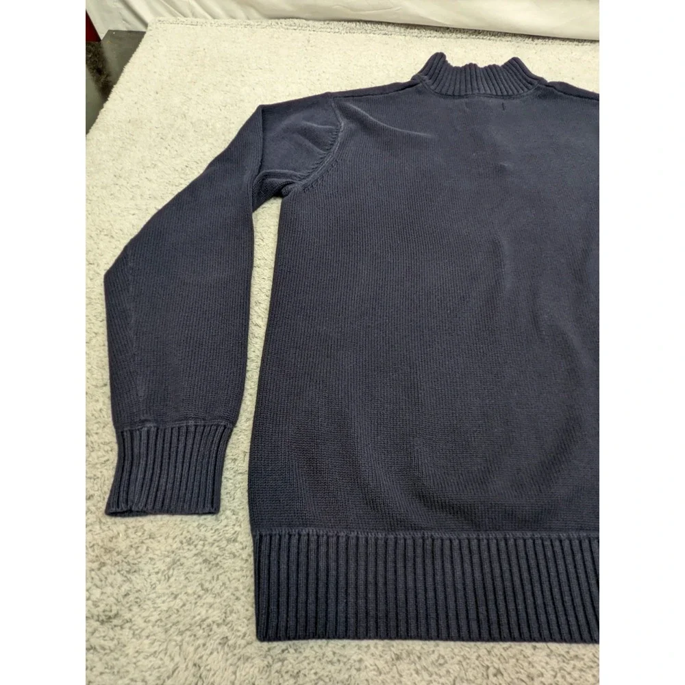 Eddie Bower Quarter‎ Zip Mock Neck Grandpa Core Sweater Navy Blue XLT Fisherman - Picture 12 of 15